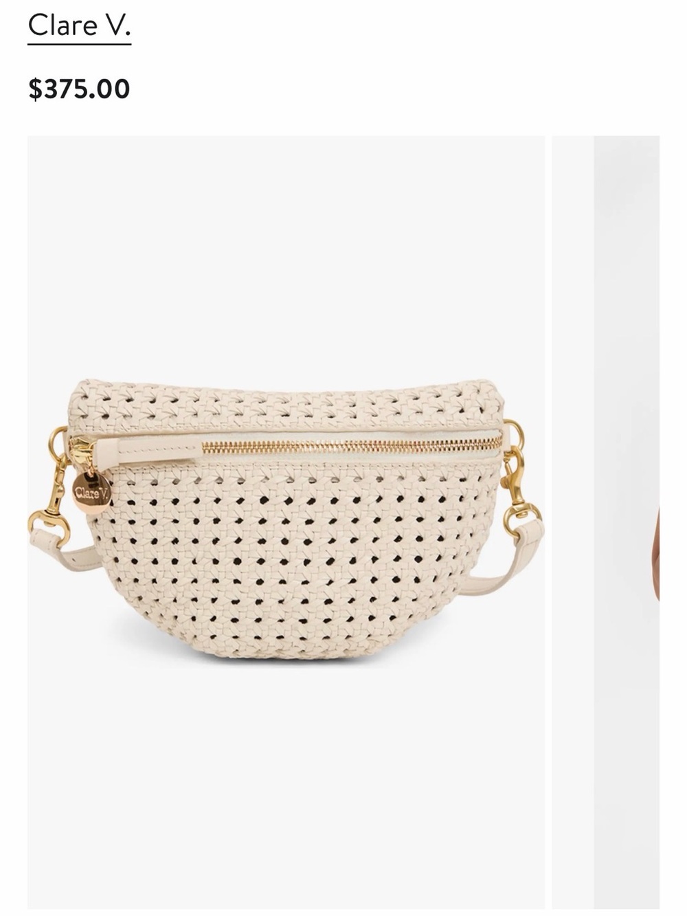 Clare V Woven Cream Petite Fanny Crossbody Belt Bag